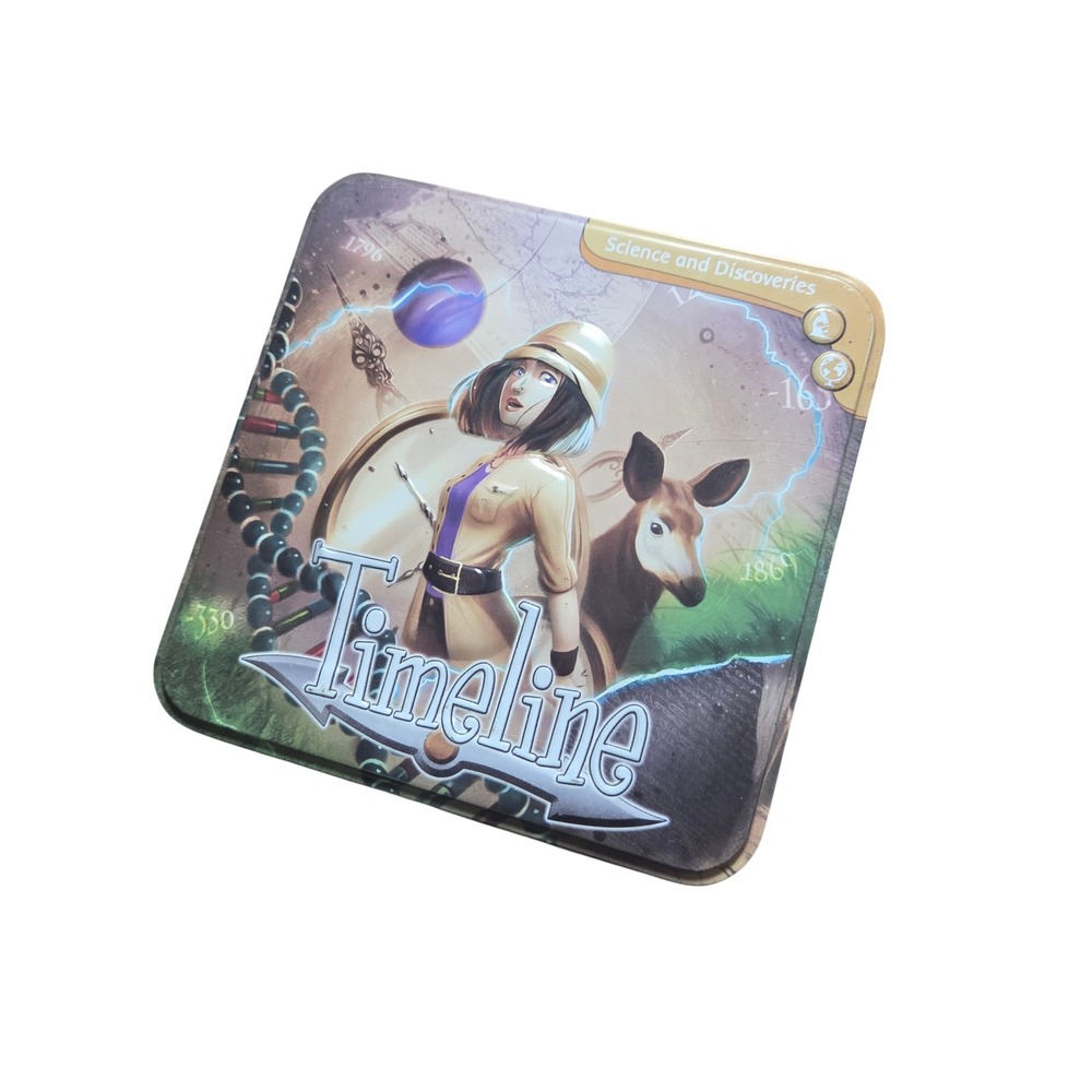 Timeline Science and Discoveries Card Game 110 Cards in Tin Asmodee New Sealed